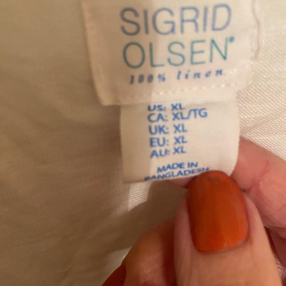 Sigrid Olsen 100 % linen button down shirt, classic white, x large - Picture 3 of 6